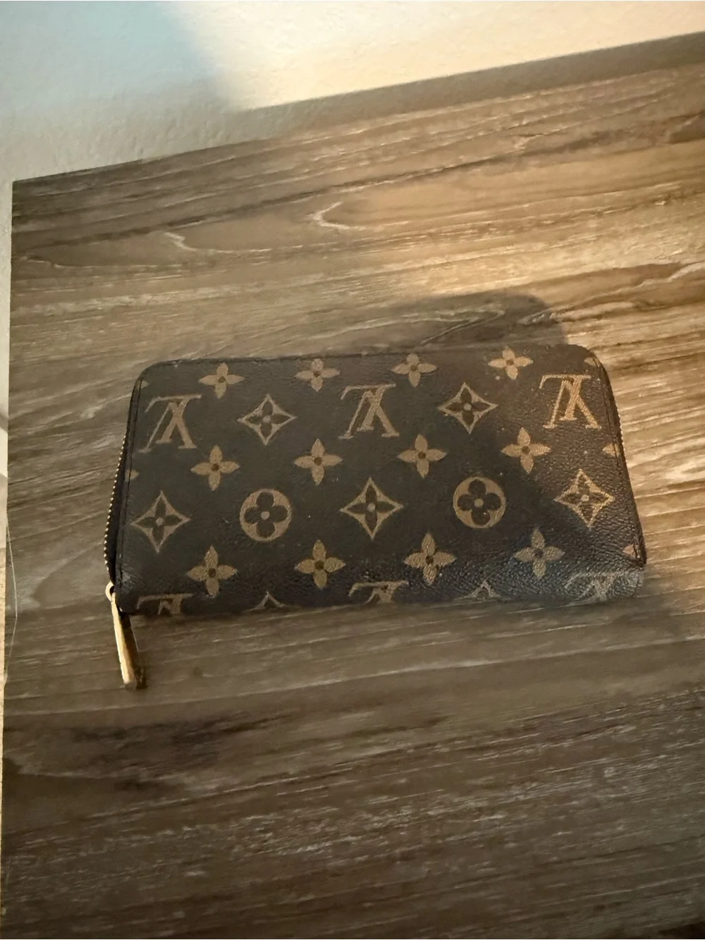 Louis Vuitton Monogram Zip Wallet in Brown and Gold
